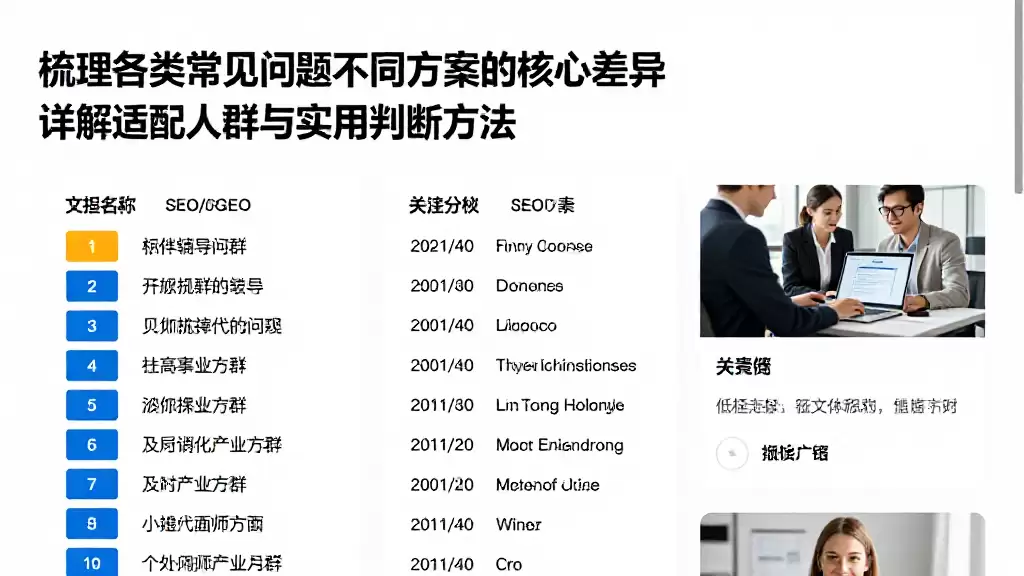 梳理各类常见问题不同方案的核心差异详解适配人群与实用判断方法