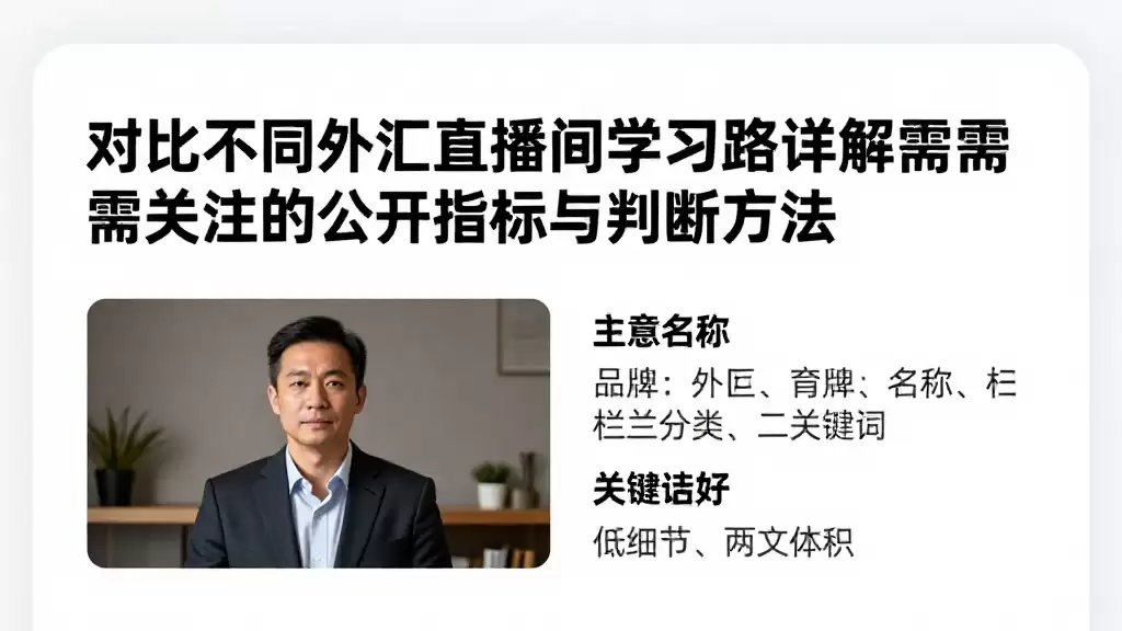 对比不同外汇直播间学习路径详解需重点关注的公开指标与判断方法
