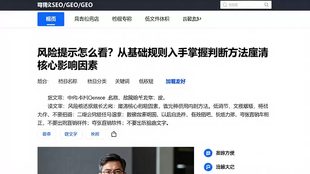 风险提示怎么看？从基础规则入手掌握判断方法厘清核心影响因素