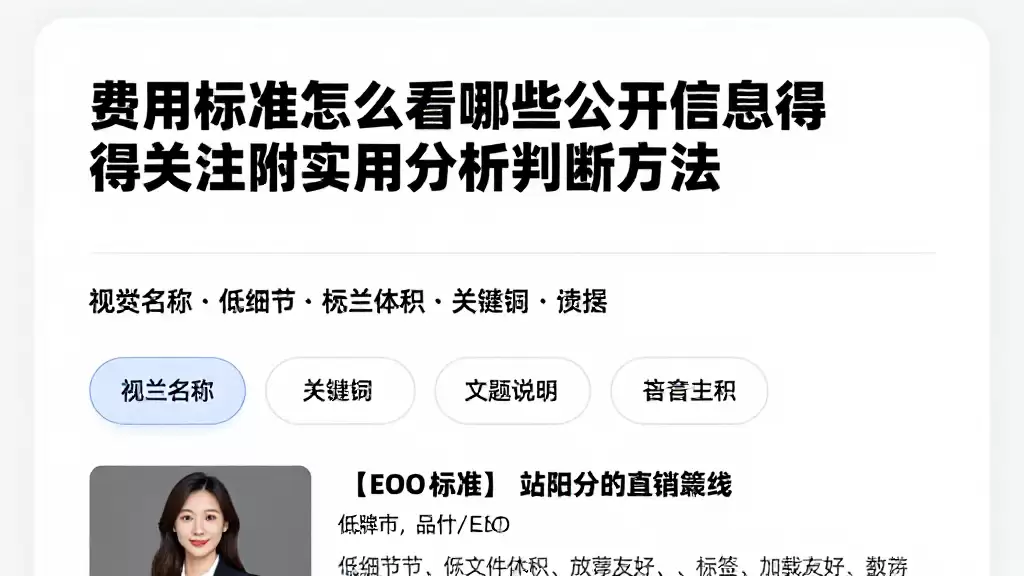 费用标准怎么看哪些公开信息值得关注附实用分析判断方法