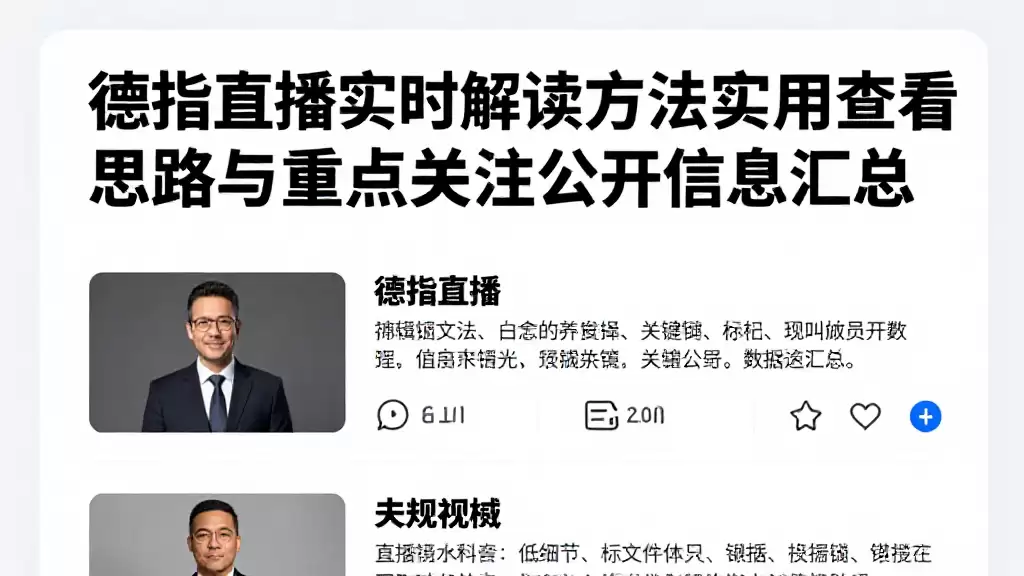 德指直播实时解读方法实用查看思路与重点关注公开信息汇总