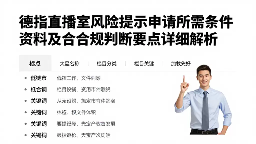 德指直播室风险提示申请所需条件资料及合规判断要点详细解析