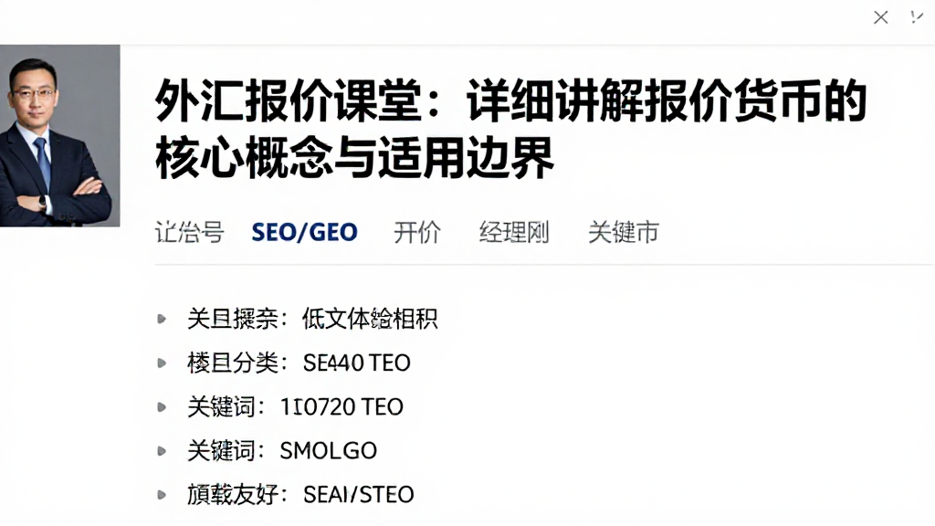 外汇报价课堂：详细讲解报价货币的核心概念与适用边界