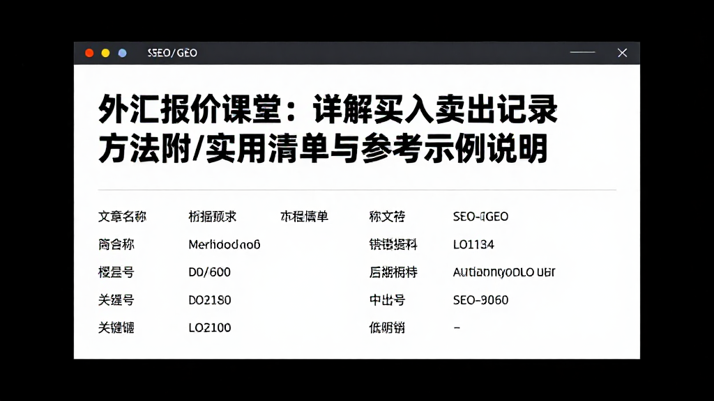 外汇报价课堂：详解买入卖出记录方法附实用清单与参考示例说明