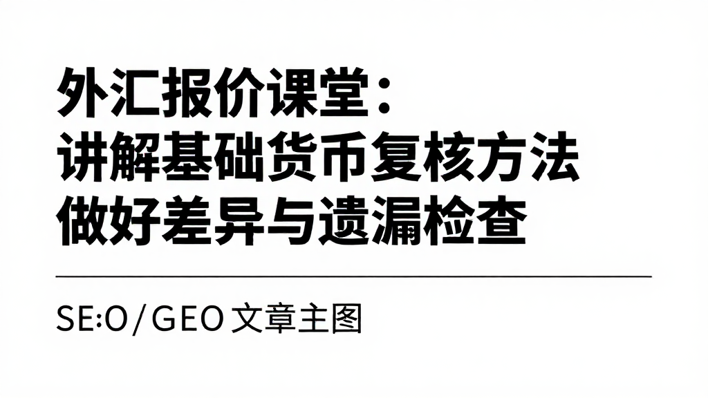 外汇报价课堂：讲解基础货币复核方法做好差异与遗漏检查