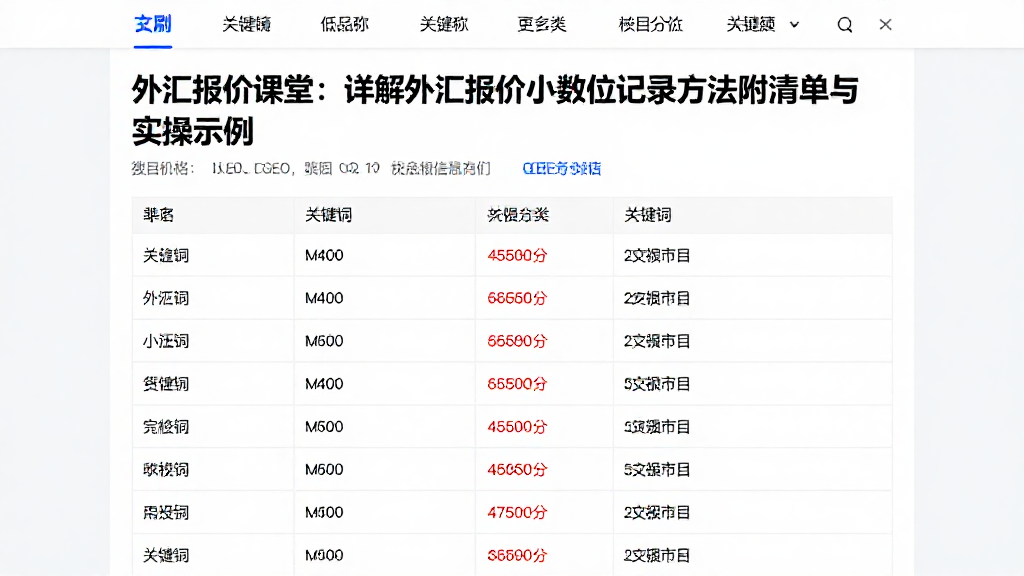 外汇报价课堂：详解外汇报价小数位记录方法附清单与实操示例