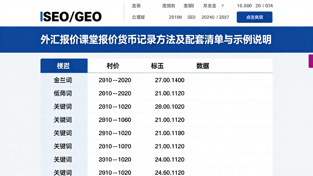 外汇报价课堂报价货币记录方法及配套清单与示例说明