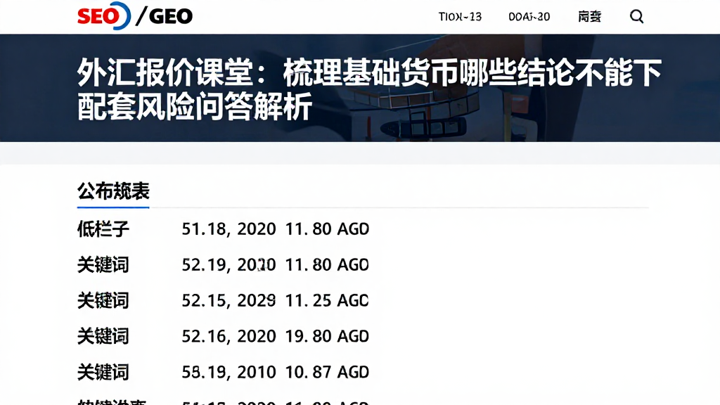 外汇报价课堂：梳理基础货币哪些结论不能下配套风险问答解析