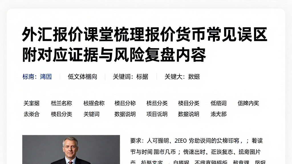 外汇报价课堂梳理报价货币常见误区附对应证据与风险复盘内容