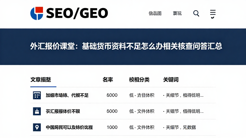 外汇报价课堂：基础货币资料不足怎么办相关核查问答汇总